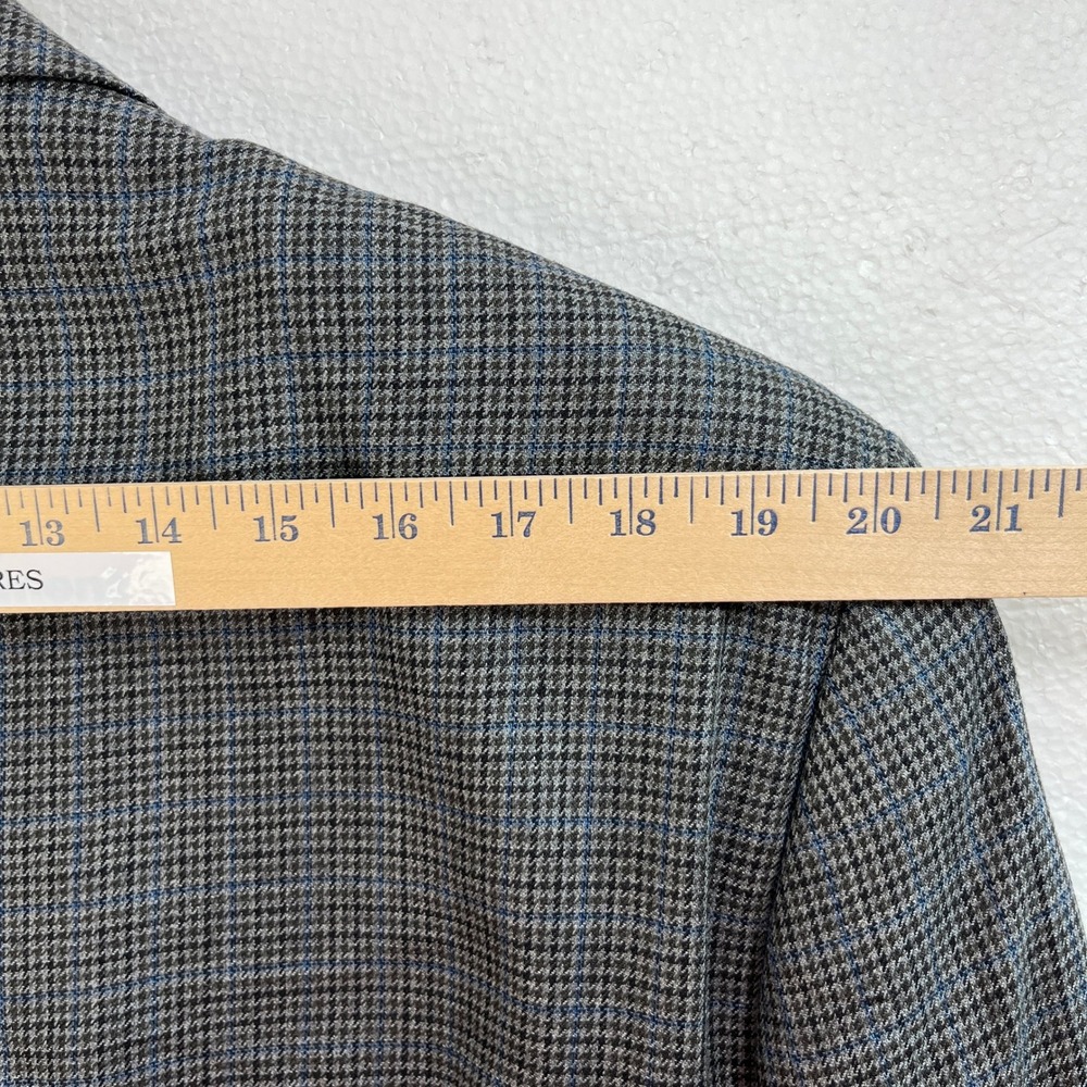 Lauren Ralph Lauren Men's 48R Gray Blue Houndstooth Silk Wool Blazer Jacket - Picture 8 of 11
